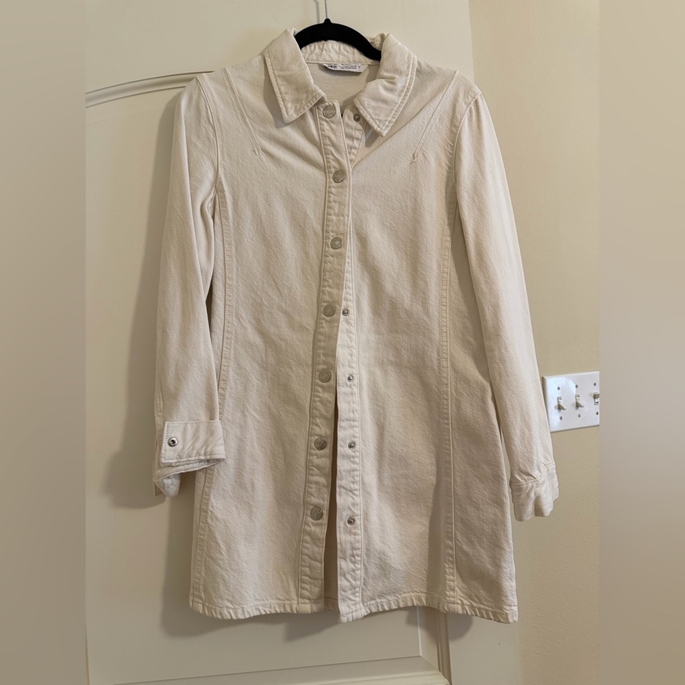 Zara Off-White Collared Coat